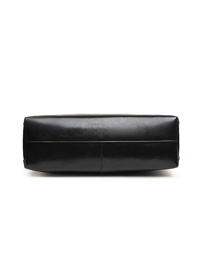 Generic - Genuine Leather Tote Shoulder Bag Black - Image 1