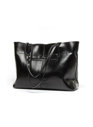 Genuine Leather Tote Shoulder Bag Black - v1554970718/N23072118A_1