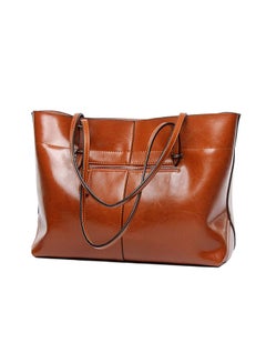 Genuine Leather Tote Shoulder Bag Brown