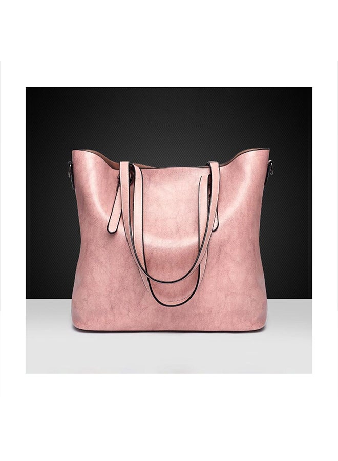 Leather Tote HandBag Pink  - Image 2