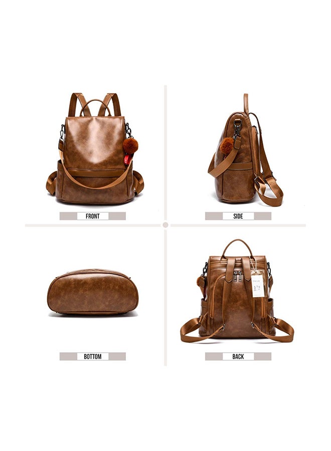 حقيبة ظهر كاجوال مضادة للسرقة بني - Image 2