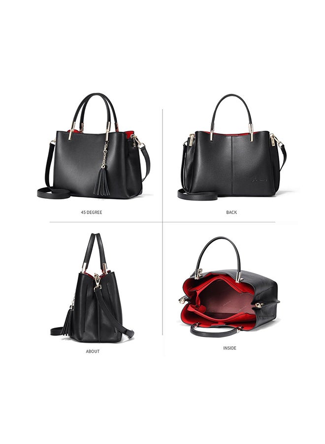 Generic - Genuine Leather Tote HandBag Black - Image 1