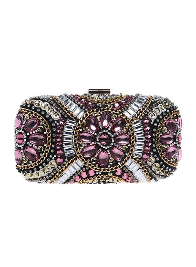 LisaAn - Stone Embellished Clutch Pink - Image 1