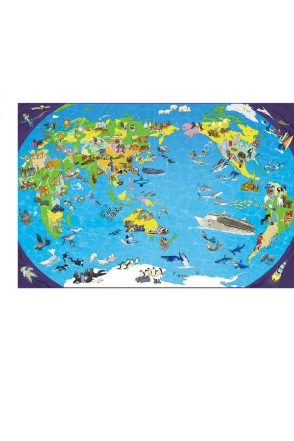 لعبة بازل تركيب الصور المقطعة تعليمية بتصميم خريطة العالم من 1000 قطعة، مناسبة للأطفال والكبار