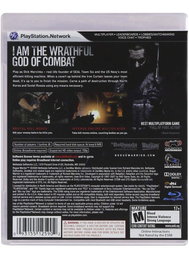 Bethesda - Rogue Warrior (Intl Version) - action_shooter - playstation_3_ps3 - Image 1