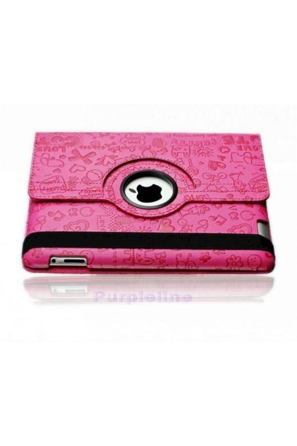 Generic - Leather 360 Degree Rotating Case Cover Stand For iPad 2 iPad 3 4 Pink - Image 1