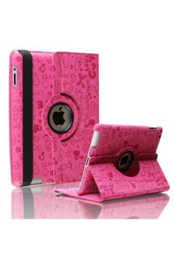 Generic - Leather 360 Degree Rotating Case Cover Stand For iPad 2 iPad 3 4 Pink - Image 1