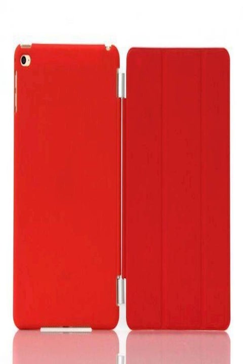 Synthetic Leather Magnetic Thin Case Transparent Smart Hard Back Cover for Apple Ipad Mini 4 Red