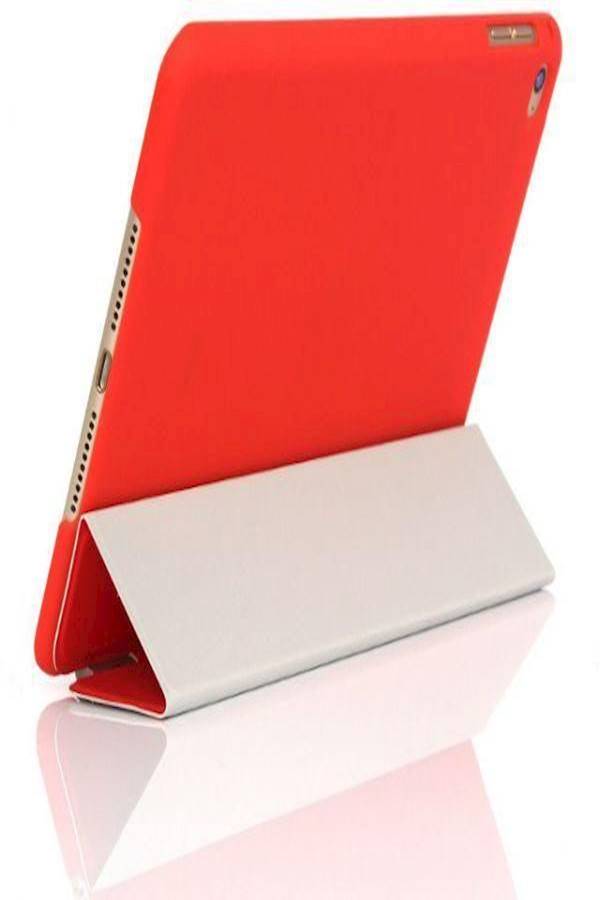 Synthetic Leather Magnetic Thin Case Transparent Smart Hard Back Cover for Apple Ipad Mini 4 Red