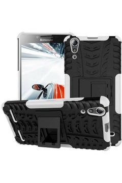 Lenovo A6000/Lemon K3 -Heavy Duty Armor Hybrid ShockProof Hard Back Case Cover - White