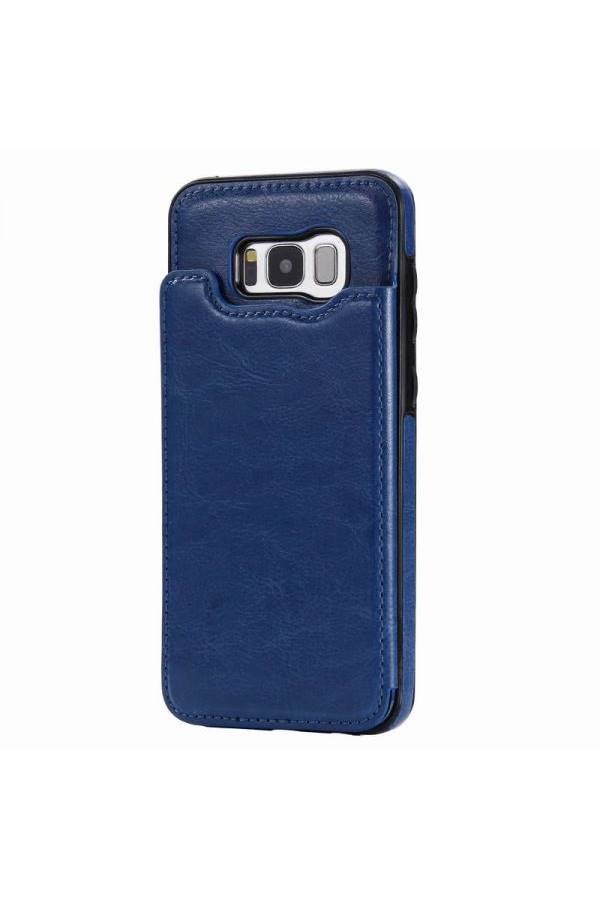 Generic - Protective Wallet Case With Card Holder Kickstand For Samsung S8 Plus Blue - Image 1