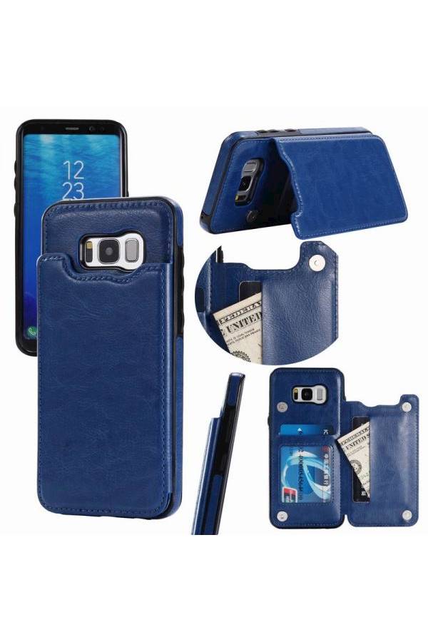 Generic - Protective Wallet Case With Card Holder Kickstand For Samsung S8 Plus Blue - Image 1