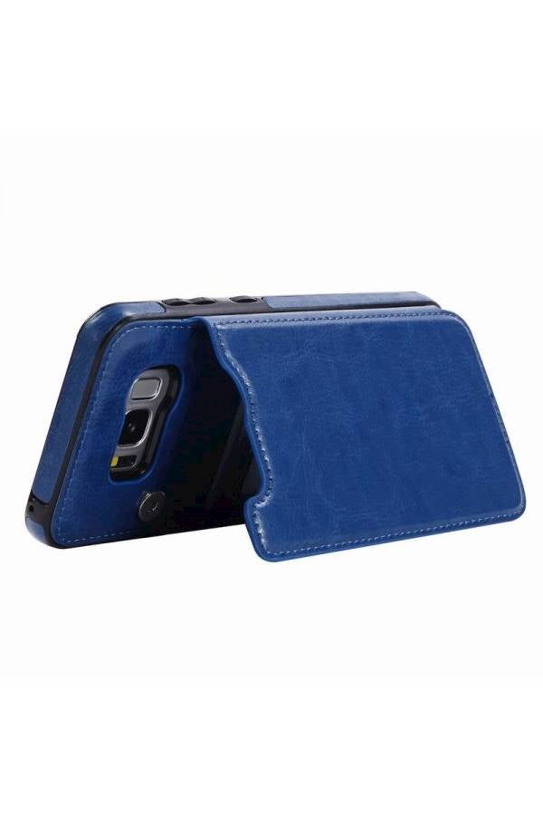 Generic - Protective Wallet Case With Card Holder Kickstand For Samsung S8 Plus Blue - Image 1
