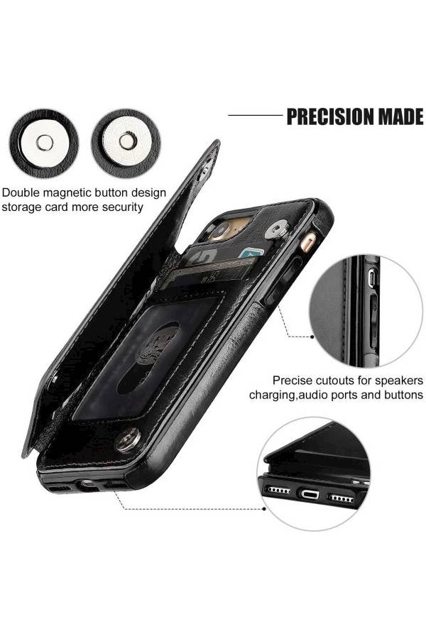 Protective Wallet Case With Card Holder For Apple iPhone 7 4.7-Inch Black