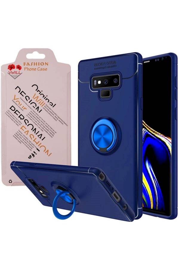 Protective Case Cover With Ring Holder For Samsung Galaxy Note 9 Blue - Image 1