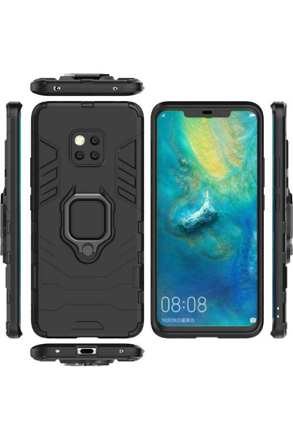 غطاء حماية واقٍ بحامل مستدير لهاتف هواوي ميت 20 برو أسود - Image 4