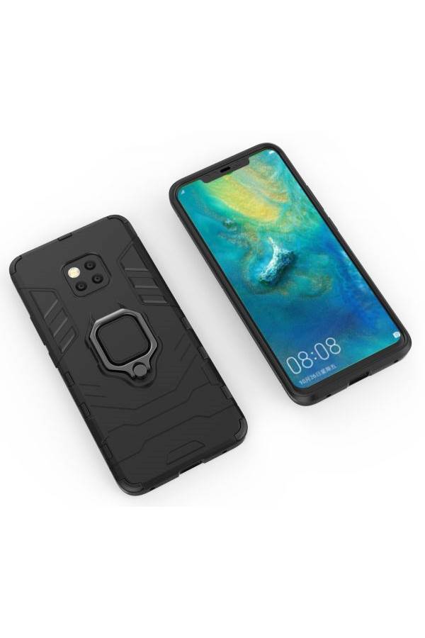 غطاء حماية واقٍ بحامل مستدير لهاتف هواوي ميت 20 برو أسود - Image 2