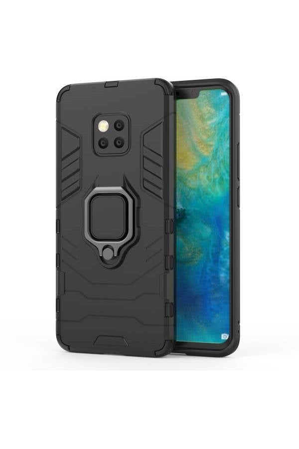 غطاء حماية واقٍ بحامل مستدير لهاتف هواوي ميت 20 برو أسود - Image 1