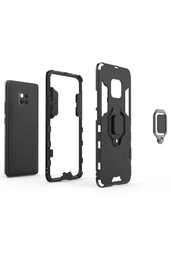 غطاء حماية واقٍ بحامل مستدير لهاتف هواوي ميت 20 برو أسود - Image 3
