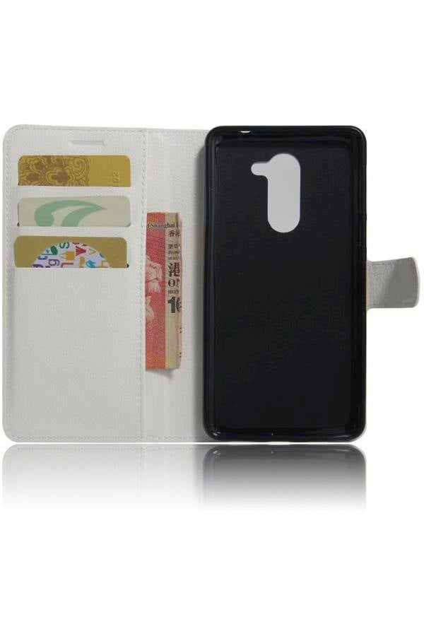Huawei Honor 6X - PU Leather Wallet Flip Case Stand Card Holder Cover - White  - Image 2