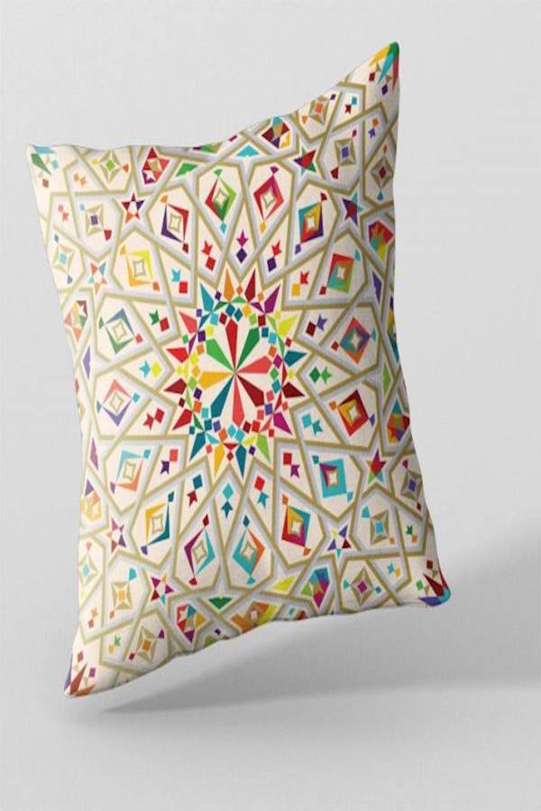 Printed Cushion Cover Beige/Green/Red - Image 2