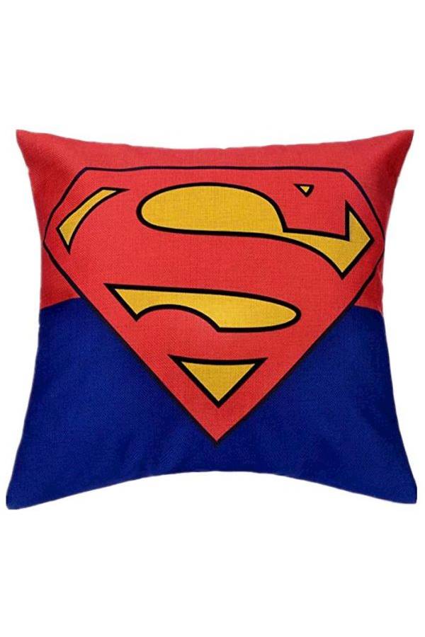 Superman Logo Printed Cushion Cover Cotton Blue/Red/Yellow 45x45centimeter - Image 3