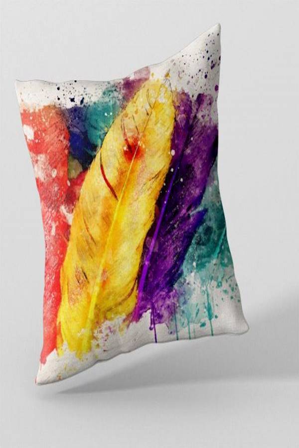 Printed Cushion Cover Polyester Orange/Yellow/Blue - Image 2