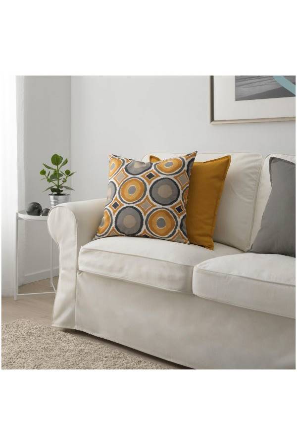 Printed Cushion Cover Beige/White/Grey 50x50cm - Image 2