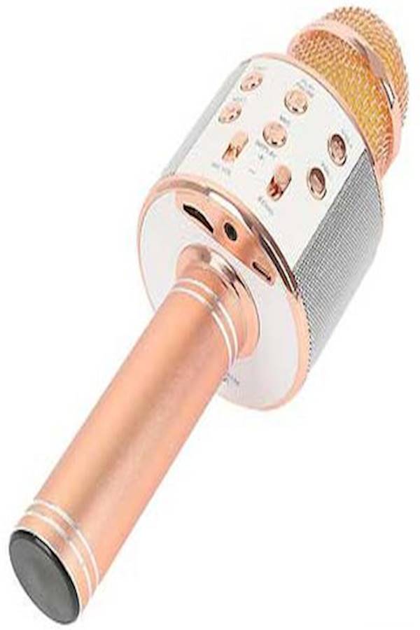 Wireless Handheld Karaoke Bluetooth Microphone MicWs858 MP-012 Gold/White - Image 1