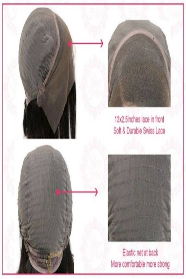 Mid Length Wavy Hand Tied Hair Wig Black 16inch - Image 5