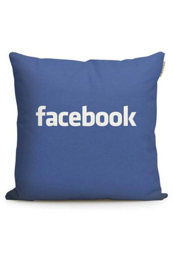 Facebook Logo Printed Pillow Cover Cotton Blue 45x45cm - Image 1