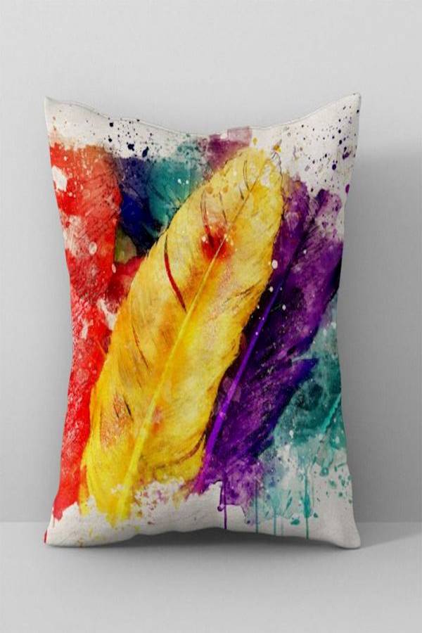 Printed Cushion Cover Polyester Orange/Yellow/Blue - Image 1