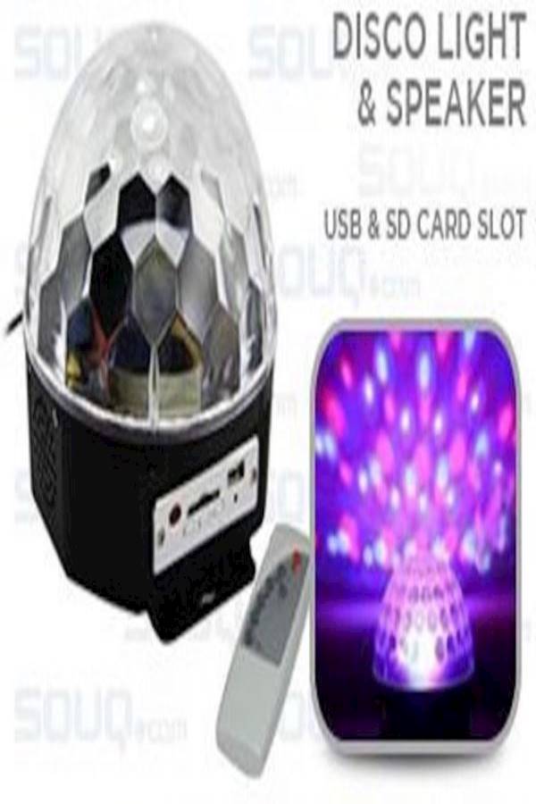 مكبر صوت متعدد الوسائط ومزود بإضاءة LED ديسكو أسود - Image 2