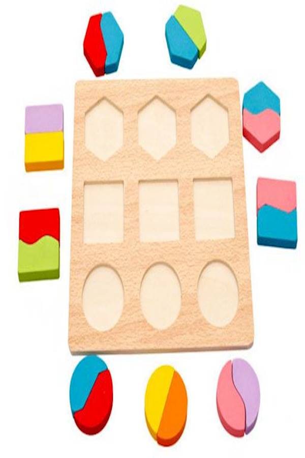 Wooden Children Educational Toy Montessori Color Math Shapes Geometric Puzzles - Image 3