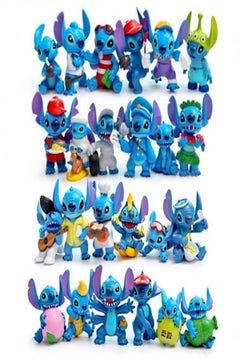 Generic 24Pcs anime stitch combination set cartoon hand model doll toy ornaments 
