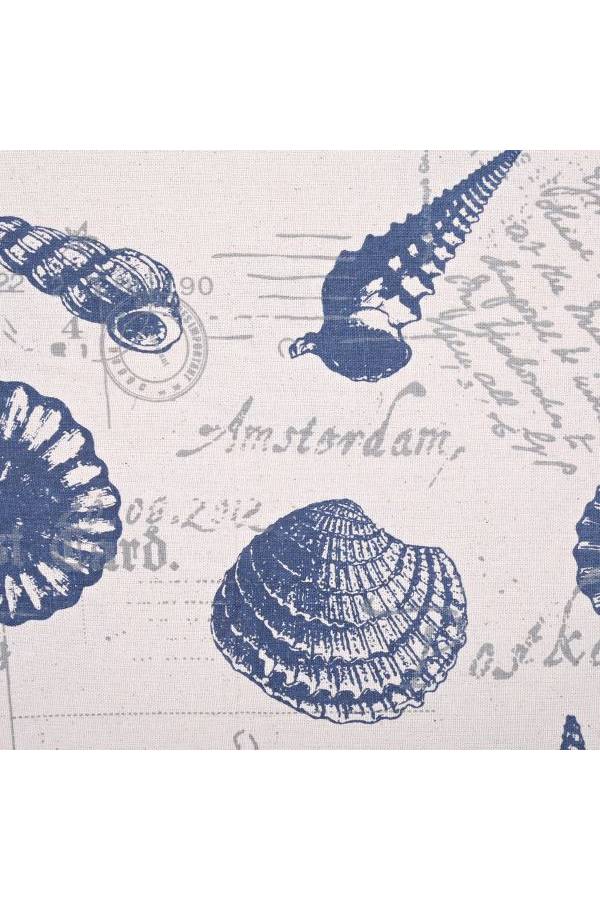 4-Piece Shells Printed Cushion Cover cotton White/Blue 45x45cm - Image 3