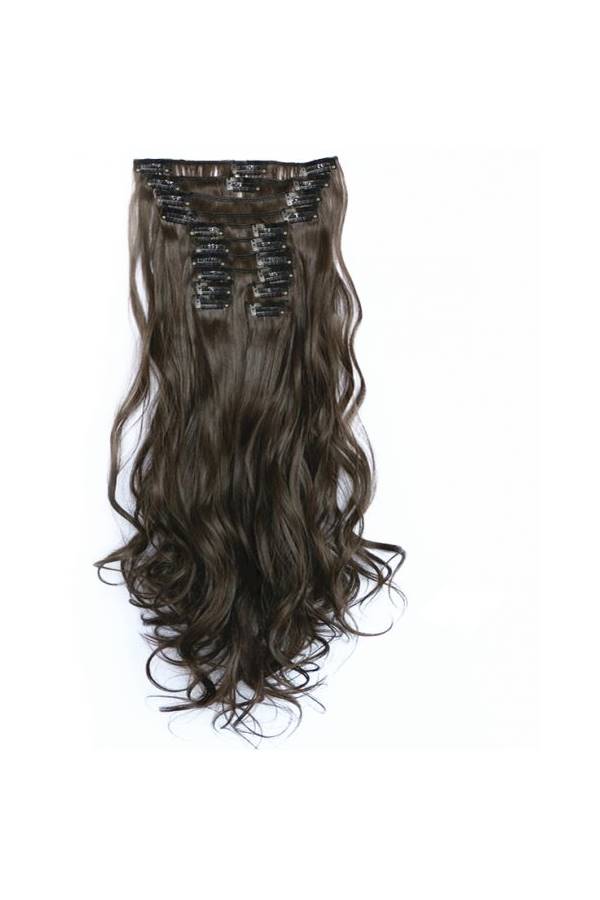 12-Piece Fluffy Hair Extension Set Brown 55cm