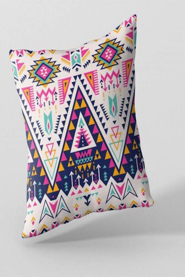 Printed Cushion Cover White/Pink/Yellow - Image 2