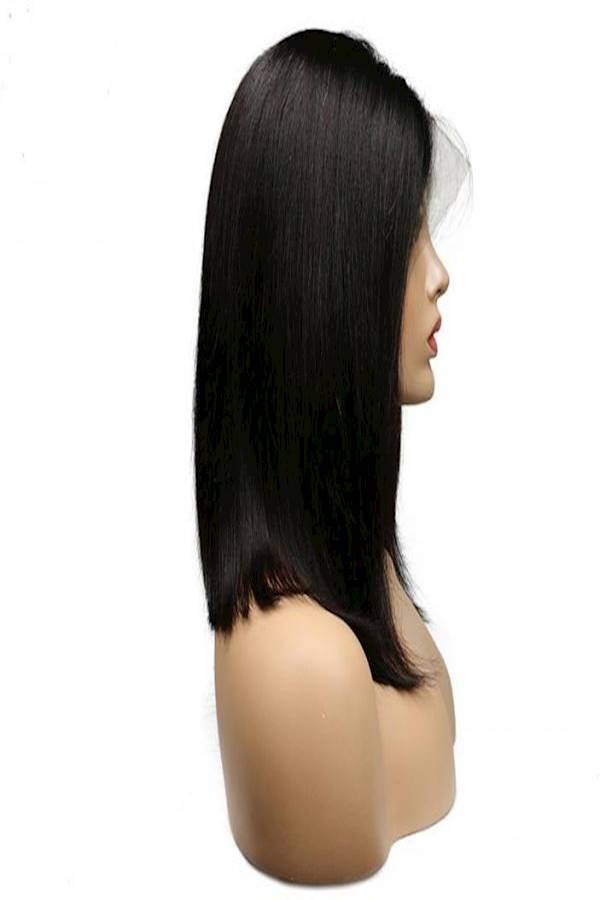 Generic Short Straight Hand Tied Front Lace Wig Black 24inch  - Image 3