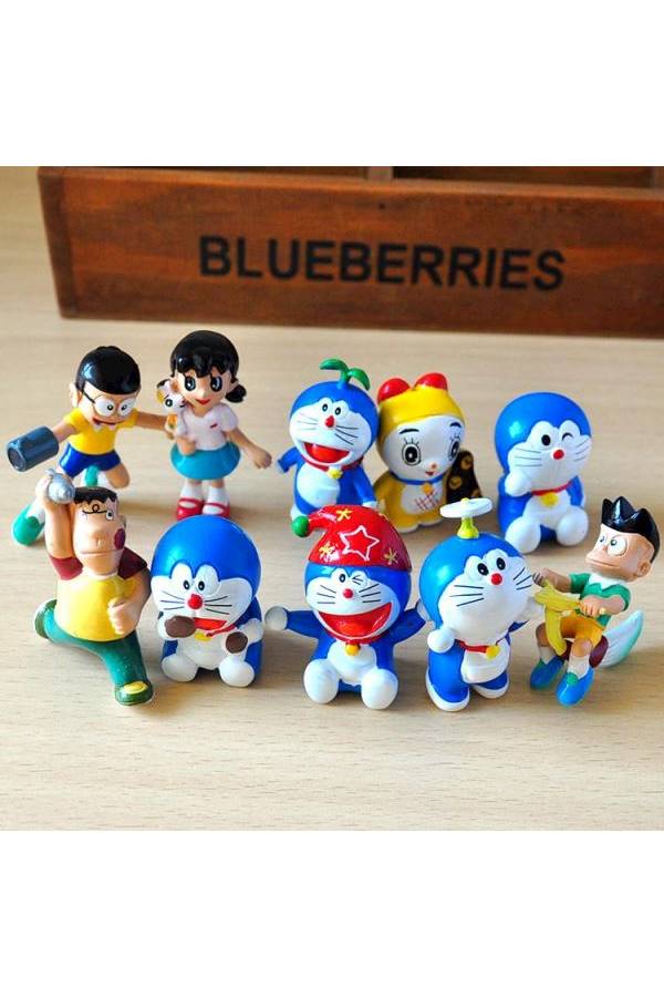 null - 10-Piece Doraemon Figurine Set - Image 1