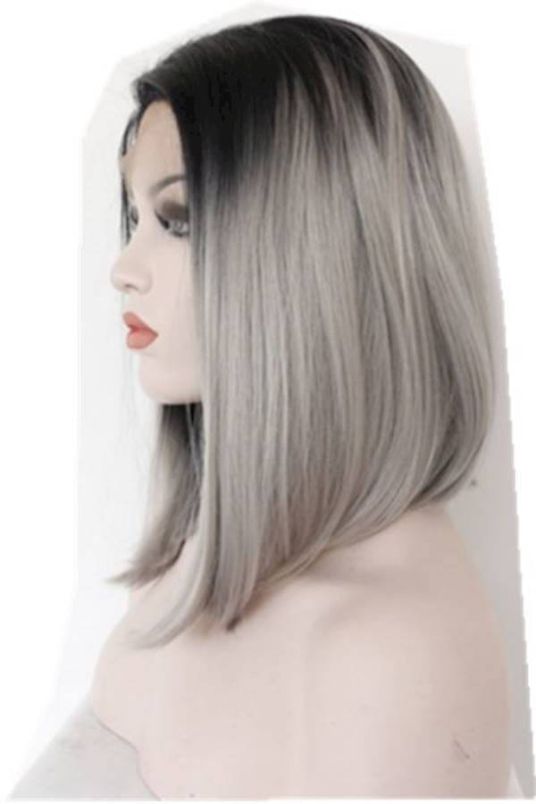 Lace Front Straight Hair Extension Black/Grey - Image 4