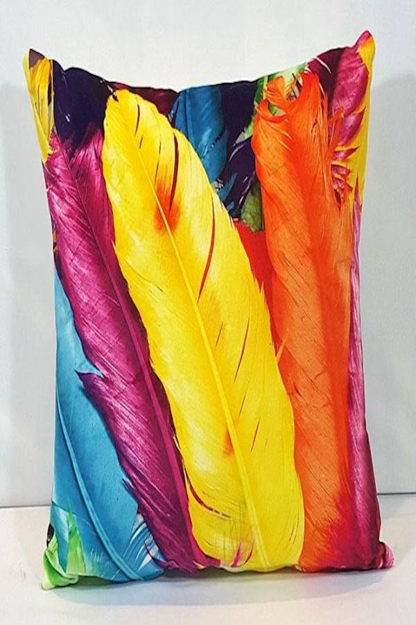 Printed Cushion Cover Polyester Yellow/Pink/Orange