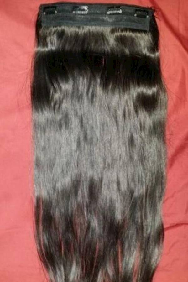 Straight Remy Clipin Human Hair Extensions Black 24inch - Image 3