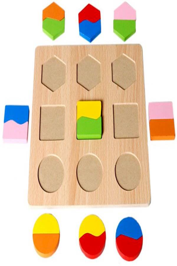 Wooden Children Educational Toy Montessori Color Math Shapes Geometric Puzzles - Image 5