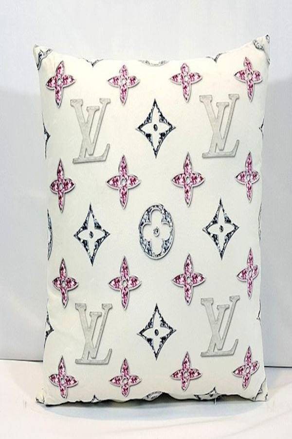 Printed Cushion Cover Polyester White/Pink/Black