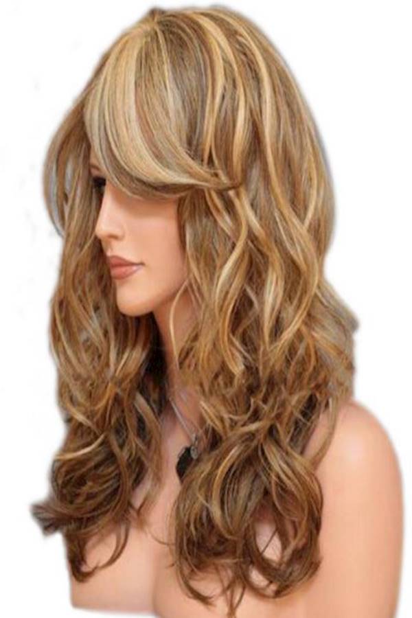 شعر مستعار طويل ومجعد ومموج بني - Image 2