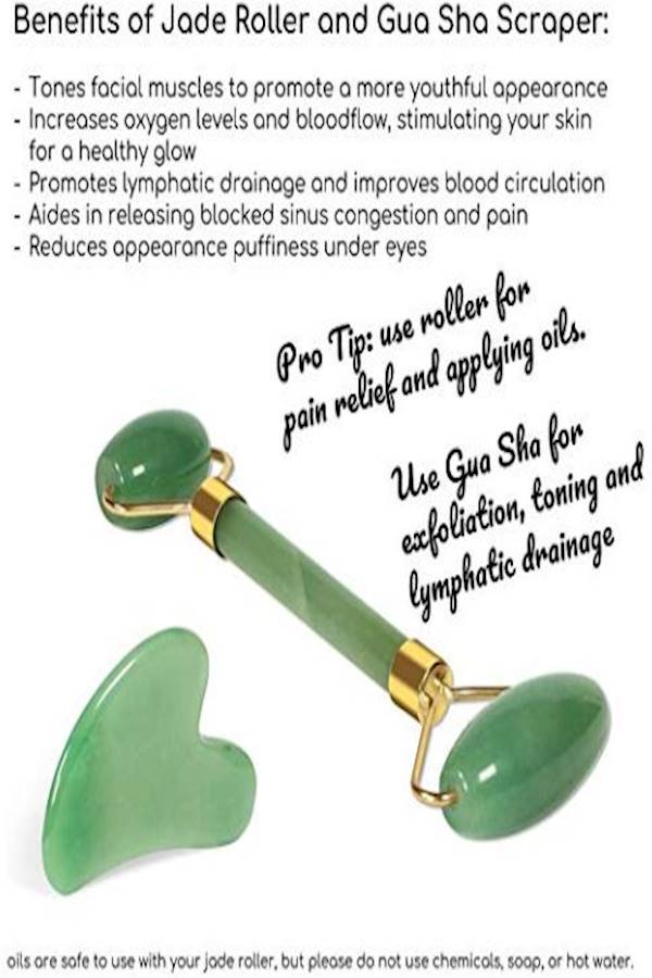 أداة تدليك الوجه بحجر اليشم أخضر - Image 2