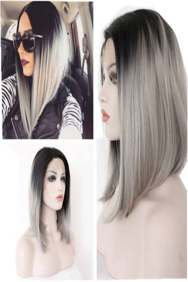 Lace Front Straight Hair Extension Black/Grey - Image 5