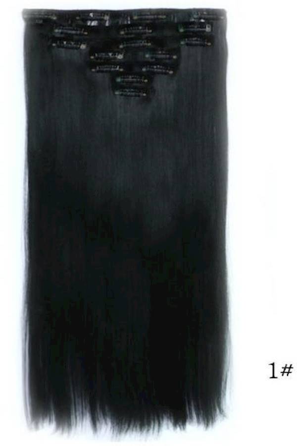 عبوة وصلات الشعر الطويل والمستقيم مُكوَّنة من 7 قطع أسود - Image 2