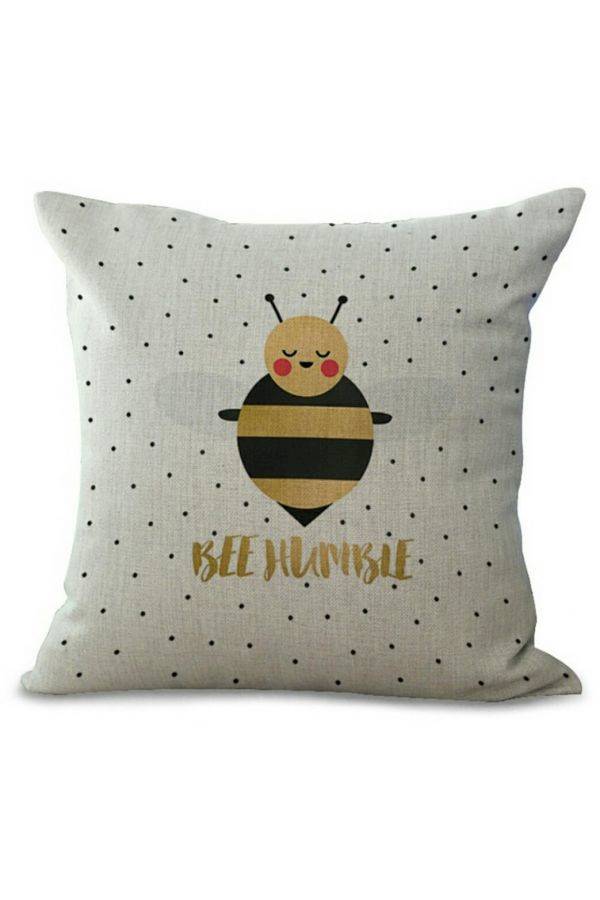 Bee Humble Designed Decorative Cushion Cover Beige/Gold/Black 45x45cm